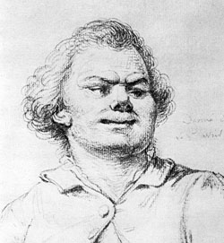 Portrait de Danton conduit au supplice dessin à la sanguine attribué à Pierre Wille (1748-1821)