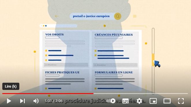 Capture de l'animé explicatif du portail européen e-Justice